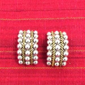 *VINTAGE* Taxco Mexico Sterling Silver and Brass Clip on Earrings